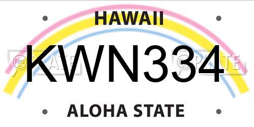 KWN334 Hawaii License Plate