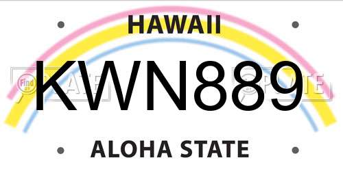 KWN889 Hawaii License Plate