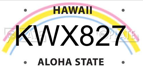 KWX827 Hawaii License Plate