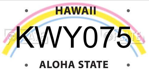 KWY075 Hawaii License Plate