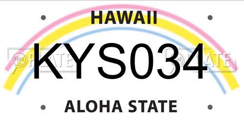 KYS034 Hawaii License Plate