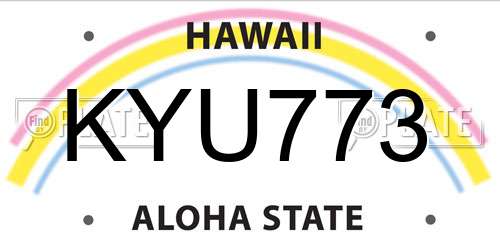 KYU773 Hawaii License Plate