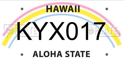 KYX017 Hawaii License Plate