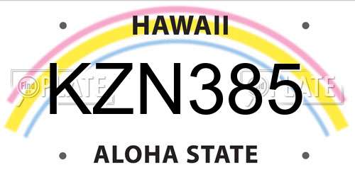 KZN385 Hawaii License Plate