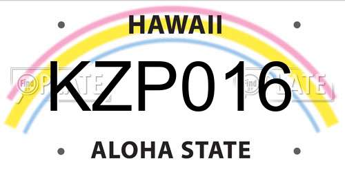 KZP016 Hawaii License Plate