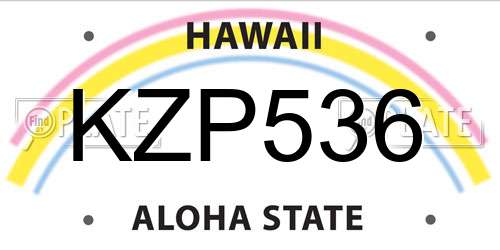 KZP536 Hawaii License Plate