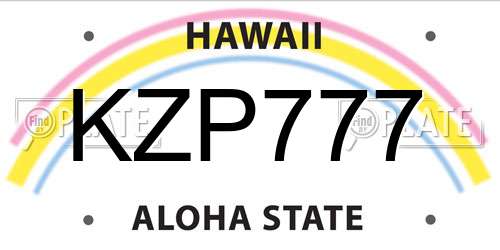 KZP777 Hawaii License Plate