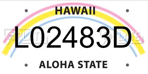 L02483D Hawaii License Plate