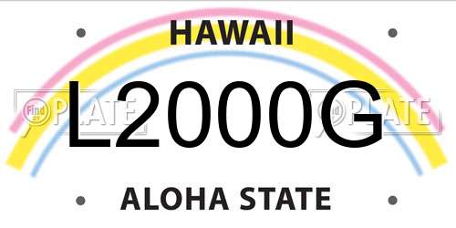 L2000G Hawaii License Plate