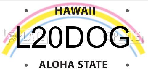 L20DOG Hawaii License Plate