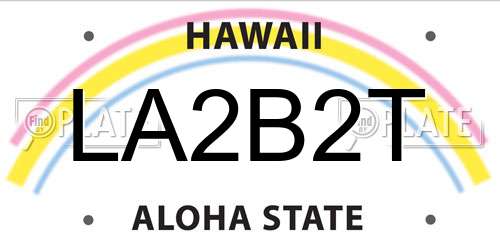 LA2B2T Hawaii License Plate