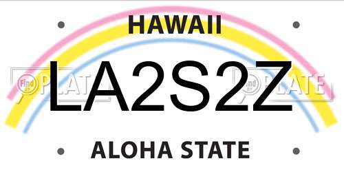 LA2S2Z Hawaii License Plate