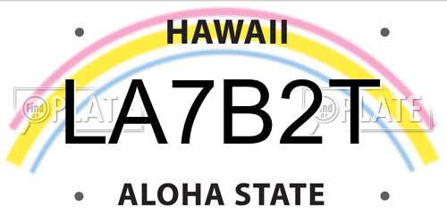 LA7B2T Hawaii License Plate