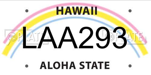 LAA293 Hawaii License Plate