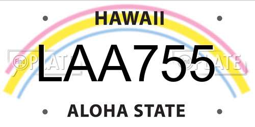 LAA755 Hawaii License Plate
