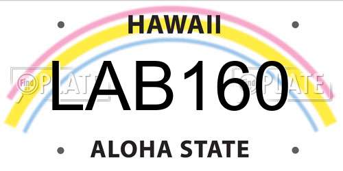 LAB160 Hawaii License Plate