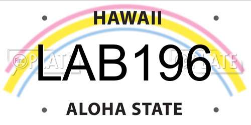 LAB196 Hawaii License Plate