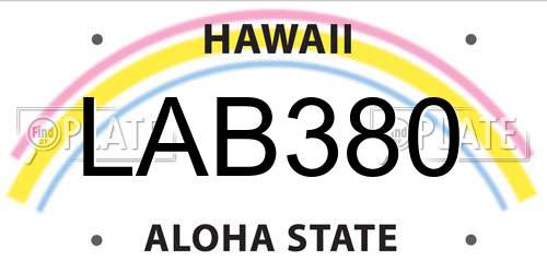 LAB380 Hawaii License Plate