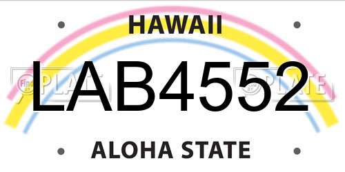 LAB4552 Hawaii License Plate