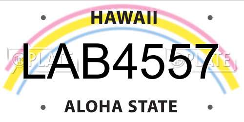 LAB4557 Hawaii License Plate