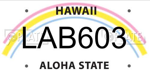 LAB603 Hawaii License Plate