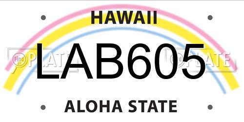 LAB605 Hawaii License Plate