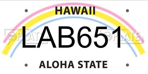 LAB651 Hawaii License Plate