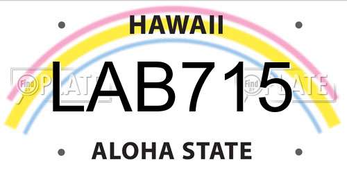 LAB715 Hawaii License Plate