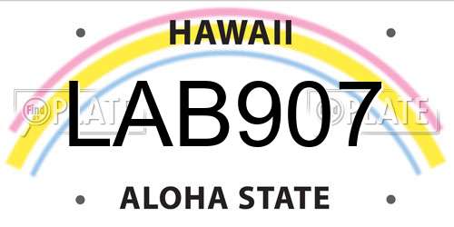 LAB907 Hawaii License Plate
