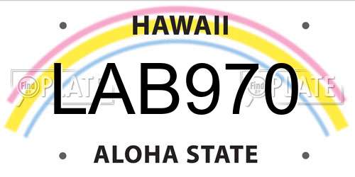 LAB970 Hawaii License Plate