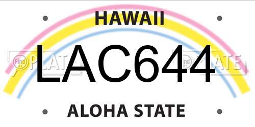 LAC644 Hawaii License Plate