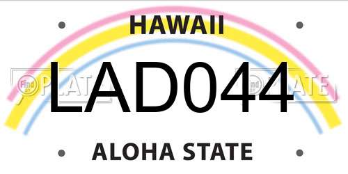 LAD044 Hawaii License Plate