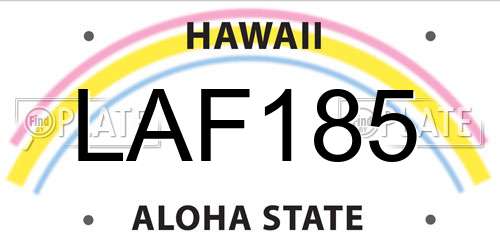 LAF185 Hawaii License Plate