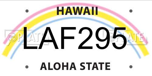 LAF295 Hawaii License Plate