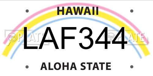 LAF344 Hawaii License Plate