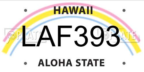 LAF393 Hawaii License Plate