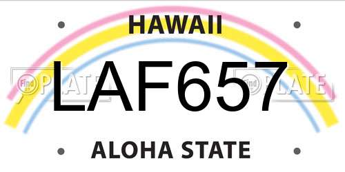 LAF657 Hawaii License Plate