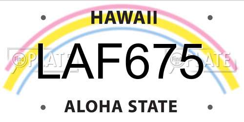 LAF675 Hawaii License Plate