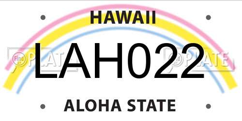 LAH022 Hawaii License Plate