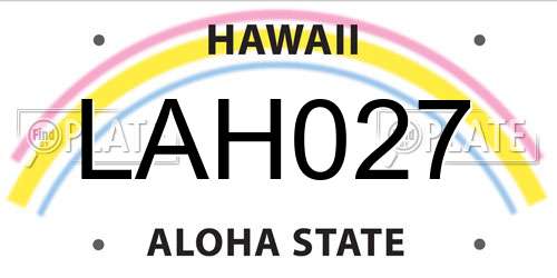 LAH027 Hawaii License Plate