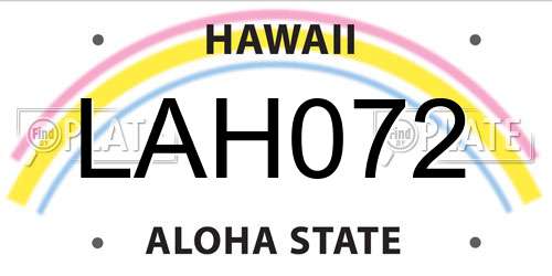 LAH072 Hawaii License Plate