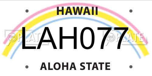 LAH077 Hawaii License Plate