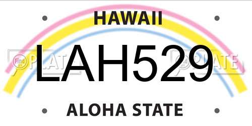 LAH529 Hawaii License Plate
