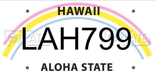 LAH799 Hawaii License Plate