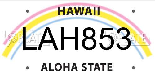 LAH853 Hawaii License Plate