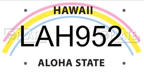 LAH952 Hawaii License Plate
