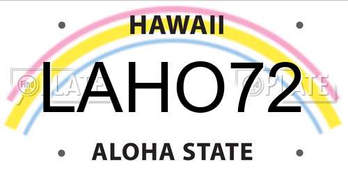 LAHO72 Hawaii License Plate