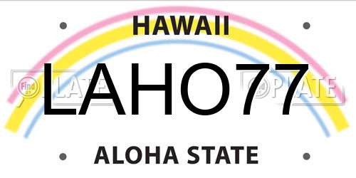 LAHO77 Hawaii License Plate