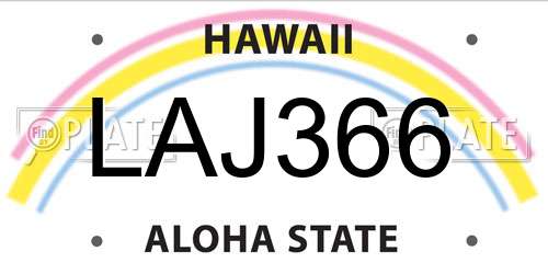 LAJ366 Hawaii License Plate