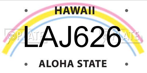 LAJ626 Hawaii License Plate